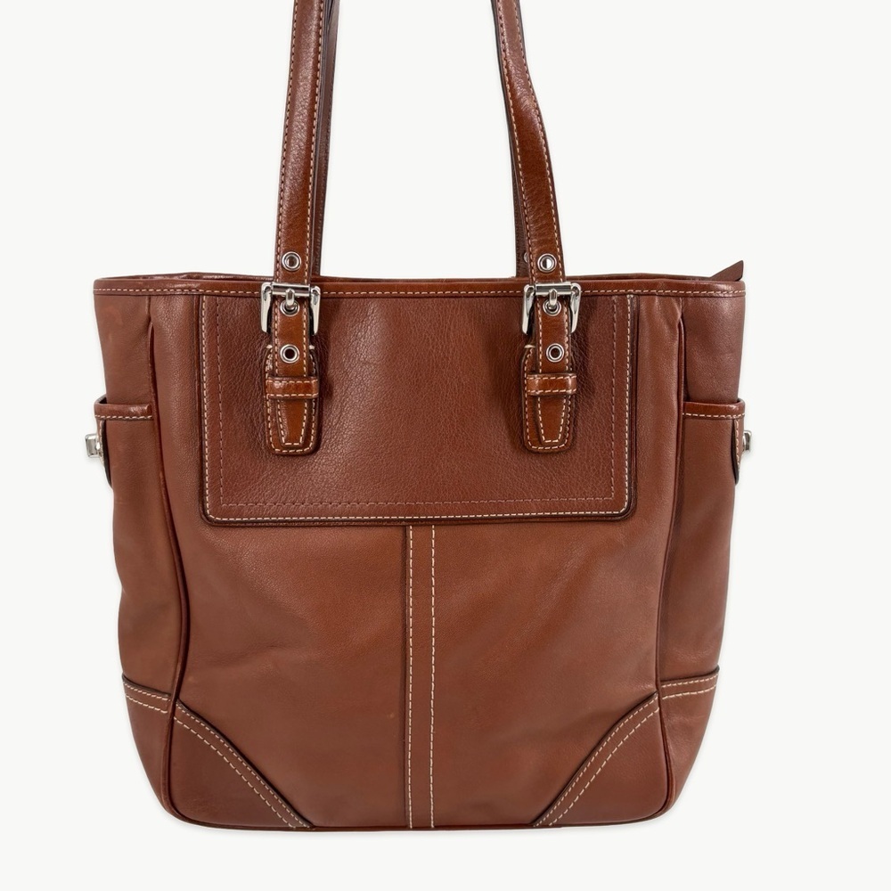Vintage Coach Gallery Leather North South Tote Putty Brown Y2K Classic F19456 - Picture 5 of 16